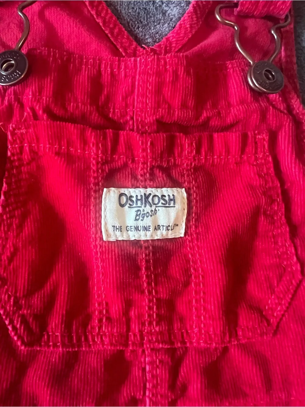 OshKosh B’gosh Red Corduroy Jumper Dress 3T Pinafore Overall Bib Toddler Girl